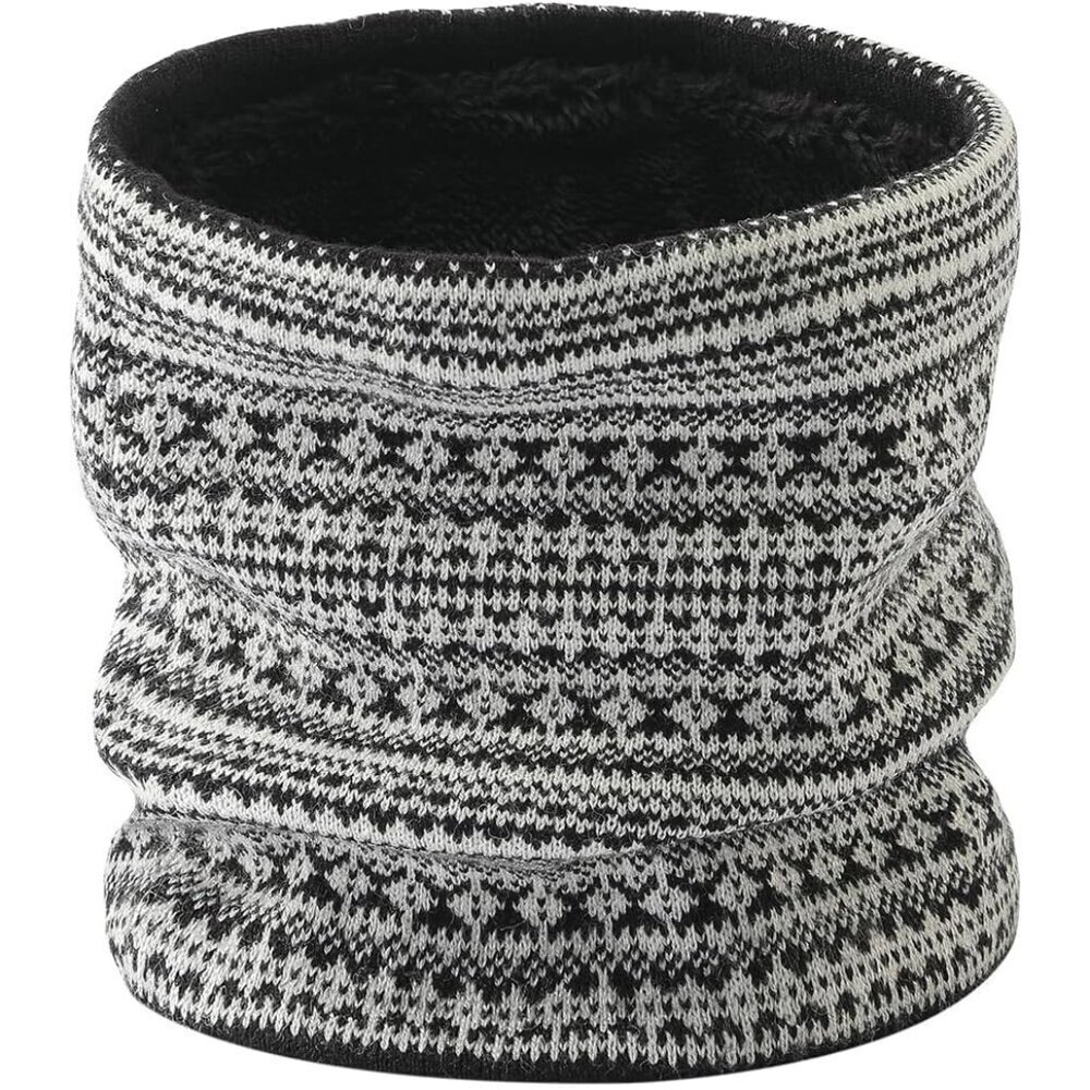 Men's Black White Winter Ski Neck Gaiter Face Scarf Fleece Windproof Scarves